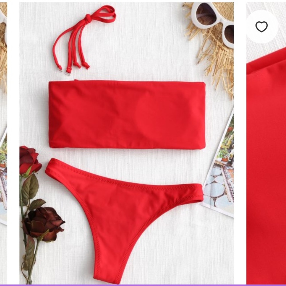 BRAND NEW!XS Red strapless bathing suit with pads!